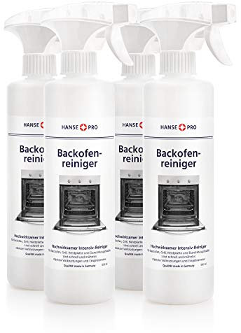 HANSE PRO Backofen-Reiniger, 4 x 500 ml I löst mühelos hartnäckigste Verkrustungen, Eingebranntes und Fettflecken I Ofenreiniger I Herdreiniger I Spezialreiniger