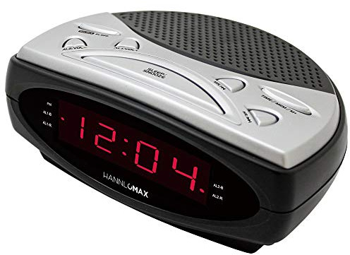 HANNLOMAX HX-137CR Alarm Clock Radio, 0.9” Red LED Display (Black)