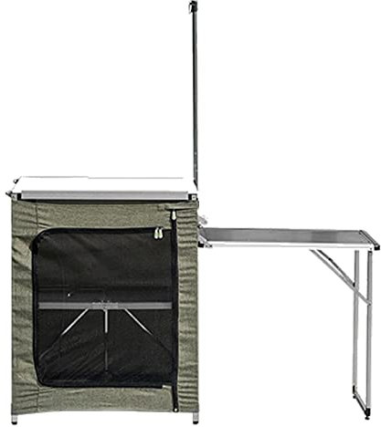 Outdoor Küche Camping Schränke Tragbarer Klappbarer Camping-Küchentisch Im Freien, Klappbare Kochstation Aus Aluminiumlegierung Im Freien Für Strand-Camping-Party BBQ, Mit Lichtmast