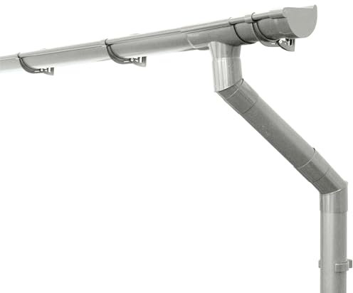 INEFA Set di grondaie casetta in giardino, carport, terrazza, 100mm semicircolare 8m, grigio 1 lato tetto, grondaia in PVC, Made in Germany