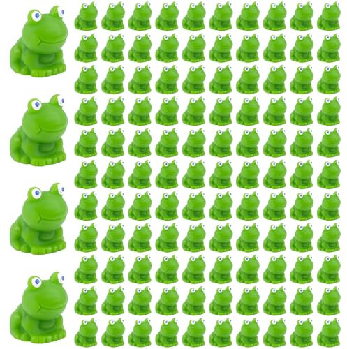 lasuroa 100pcs Mini Grenouille en Résine, Vert Petites Figurines Miniatures Grenouilles Mignonnes Décoration Grenouille Animaux Résine pour Paysage Maison de Poupée Jardin Bricolage