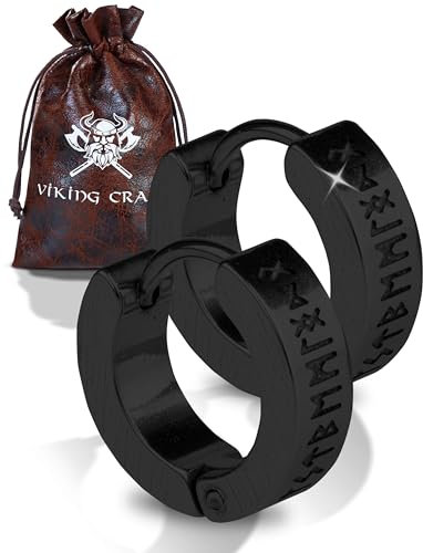 VIKING CRAFT Wikinger Edelstahl Ohrringe für Männer - Mit Runen, Keltischer Schmuck - Vikings Fanartikel und Geschenke