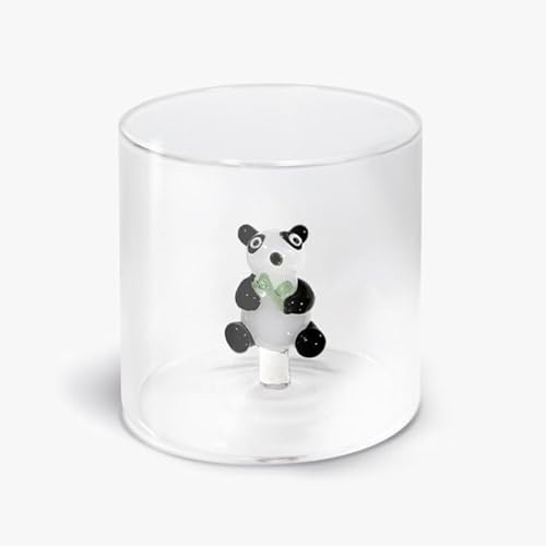 WD Lifestyle Bicchiere in Vetro Borosilicato 250ml con Decorazione (panda)