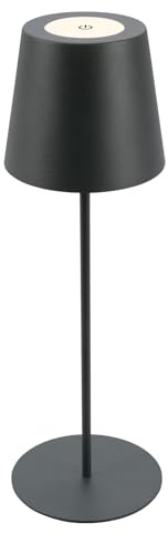 BRILONER- Lampara de Mesa Inalambrica, Luz Táctil, Regulable en Pasos, Regulable en Altura, Lampara LED Recargable, Lamparas a Pilas, Lamparas Tactiles sin Cable, Lampara de Mesa, 36x10,5cm, Antracita