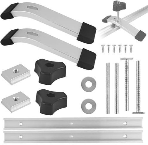 2 Piezas Guia Sierra Circular Aleación de Aluminio Guia para Sierra Circular 400 mm T Track para Carpintería Con Tornillos para Sierra Circular de Mesa y Mesa de Fresadora (1)