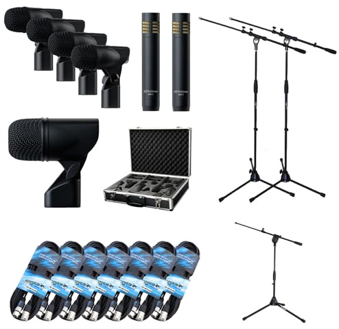 PreSonus DM-7 Mikrofon-Set für Schlagzeug Drum-Mikrofonset + keepdrum 7X XLR-Kabel + 2X Galgen-Mikrofonständer + 1x Stativ halbhoch