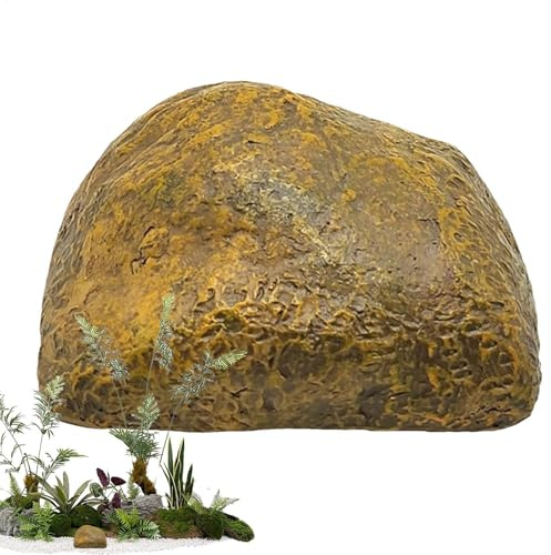 Demsyeq Llavero de piedra | Soporte para llaves de roca – Compartimentos secretos, cajas fuertes de desviación, de jardín realistas para familiares y amigos