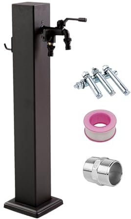 DJJYCTNM Fontana da Giardino Esterno con Rubinetto a Doppia Uscita, Supporto per Tubo Flessibile Indipendente con Rubinetto, Colonna d'Acqua da Giardino in Acciaio Inossidabile 304(60cm/24in)