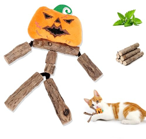 OOTSR Interactivo Hierba Gatera para Gatos, Halloween Catnip Juguetes Natural Vid Plateada para Gatos Interior Gatito Hierba Dentición