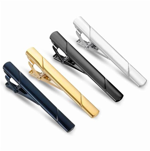 4 Pcs Tie Clip Set for Men - Business Suit Accessories, Tie Pins - Men's Wedding, Boyfriend, Father's Day, Valentine's Day Gift