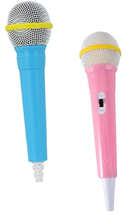 Mikinona 2 pièces Microphone Micro Factice Cosplay pour Garçon Fille Accessoire de Costume et Réaliste pour Jeux Imitation et Karaoké