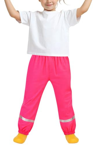 Pantaloni impermeabili per bambini e bambine, leggeri, traspiranti, con strisce riflettenti, resistenti al fango, allo sporco, per attività all'aperto, scuola, gioco, ciclismo, per bambini dai 3 ai 9