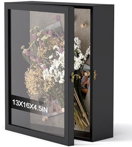 Alyoen 3D Shadow Box 40.6 x 33 x 11.4CM(16x13x4.5inch), Shadow Box Frame with Acrylic Glass, Wooden 3D Picture Frame Display Box, Deep Box Photo Frame for Tabletop and Wall with Linen Back, Black