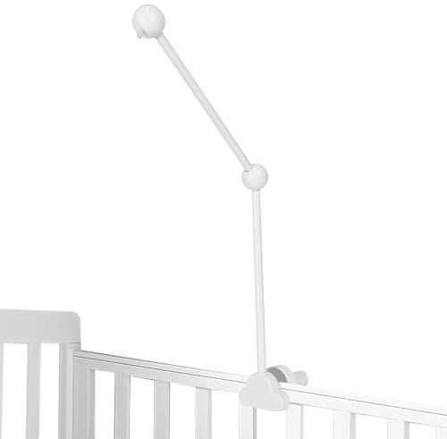 Support Mobile Bebe Bois, Support pour Mobile Bébé Réglable en Hauteur, Bras Mobile Rotatif, Base en Forme de Nuage, pour Berceaux, Carillons éoliens et Tables à Langer