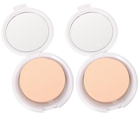 SKISUNO Boîte Compacte de Coussin Vide 2 Pièces avec Houppette Ronde, Format Mini Ultra-fin, Étui pour Poudre, Blush et Fond de Teint Cushion, Boîtier Portable avec Miroir Intégré