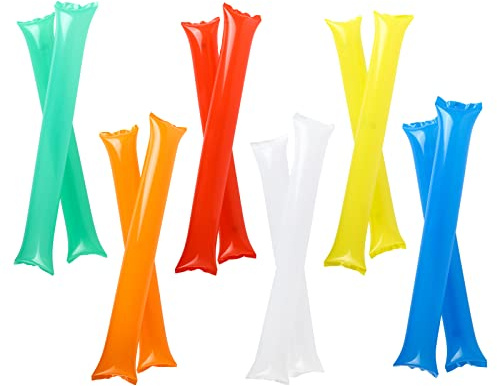48Pcs Loud Thunder Sticks, Cheering Boom Sticks for Soccer Events 6 Colors, Reusable Inflatable Thunder Sticks Inflatable Cheering Sticks for Football Basketball Sports Events and Celebrations
