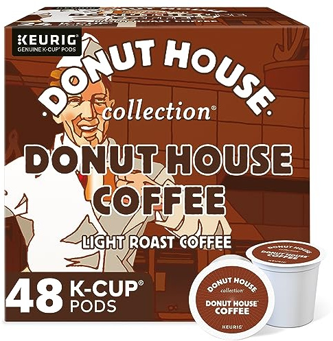 Donut House Collection, Donut House Coffee, Single-Serve Keurig K-Cup Pods, Light Roast, 48 Count (2 Boxes of 24 Pods)