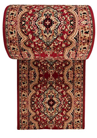 Läufer Teppich Flur in Rot - Orientalisch Muster - Kurzflor Teppichlaufer Verona Kollektion 80 x 300 cm