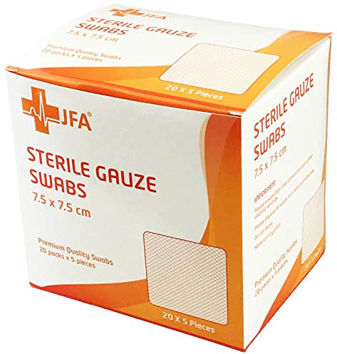 JFA Medical Premium Sterile Gauze Swabs 7.5cm x 7.5cm - Pack of 100