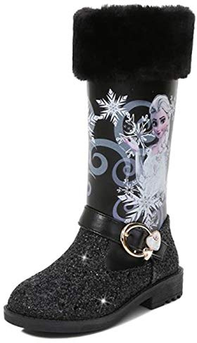 Kosplay Stivali da Principessa Ragazze Elsa Bambini Stivali da Neve Morbide Fodera Calda Stivaletti Ragazze Inverno Scarponi da Sci all'aperto Partito Principessa Scarpe Eleganti