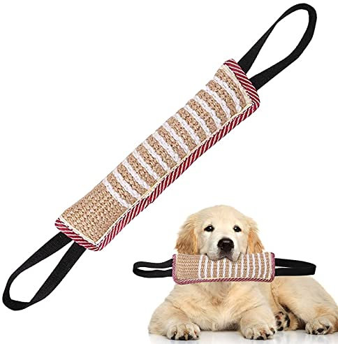 Zerrspielzeug Hund, Beisswurst für Hunde, Jute Beißwurst Hund K9 Training mit 2 Griff, Kauspielzeug Hunde, Hundespielzeug, Hunde Training Zubehör, Spielzeug Hund Unzerstörbar, Hundespielzeug Robust