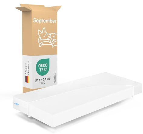 September – Matratze 80x190 cm Komfortschaum mit 14 cm Höhe – Komfortschaummatratze mittelweicher Härtegrad H2/H3 für Betten, Boxspringbetten – Oeko-TEX® Standard 100 zert. – Bezug bei 60°C waschbar