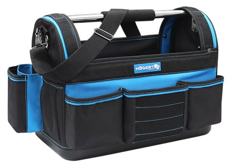 HÖGERT TECHNIK - Werkzeugtasche, Professionelle Multifunktions Wasserdichte Werkzeugtaschen, Tool Bag aus 600D-Polyester, Werkzeug Tasche mit 12 Außentaschen und 11 Innentaschen (41,5x22,5x31cm)