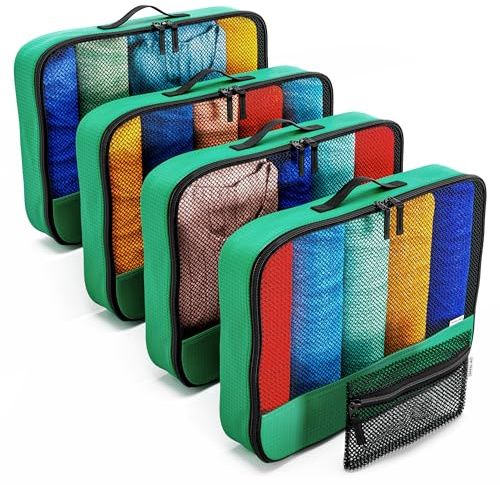 OW-Travel Koffer Organizer Set Grün Groß, leicht zu organisieren, Kofferorganizer Packtaschen Set für Kleidung im Koffer, Packwürfel Rucksack, Reise Organizer, Packing Cubes Backpack