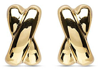 LUXENTER Pendientes para Mujer en Aleación de Metal Color Dorado Acabado en Oro Amarillo de 18k Cierre Omega Tamaño 12 x 7,5 mm Modelo Kuvuca