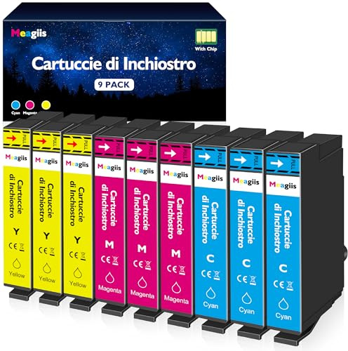 Meagiis 603XL Farbtonerpatronen Kompatibel für Epson 603 Tintenpatronen für Epson Expression Home XP-2100 XP-2105 XP-3100 XP-3105 Workforce WF-2810 WF-2830 WF-2835 WF-2850 (3 Gelb, 3 Cyan, 3 Magenta)