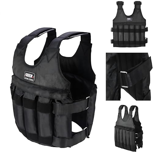 Gilet pesi regolabile fino a 50 kg per allenamento intensivo | Gilet pesato professionale con 12 tasche per pesi aggiuntivi | Gilet da allenamento per costruire forza, resistenza, corsa
