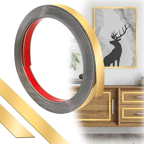 Self-Adhesive Trim Strips, Edge Protection Strips, Peel and Stick, Flexible Self-Adhesive Decoration Strip for Doors, Windows, Mirror Frames, Walls, Floors, Tiles (6 Metres, Gold)