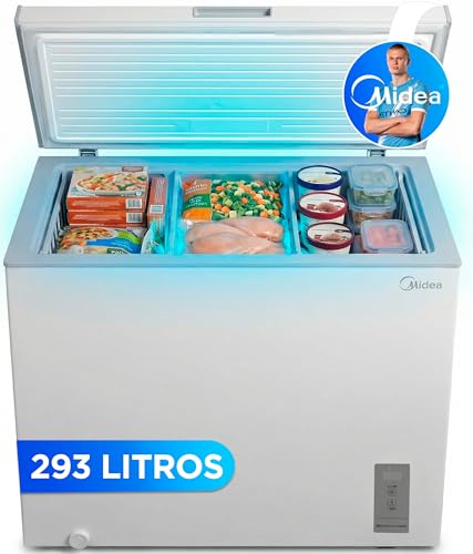 MIDEA Arcon Congelador Pequeño de 293L | Congelador Horizontal Convertible a Frigorífico con Motor Inverter, Control Electrónico de Temperatura, Cestas con Asa | Arcón Silencioso 41 db Bajo Consumo