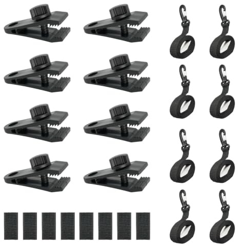 pkegpud Lot de 8 Sangles de Maintien et Pinces pour Enrouleur Bache Piscine | Accessoires Enrouleur de Couverture Solaire Jeu de Roues de Parasol Sangles de Serrage de Couverture de Piscine