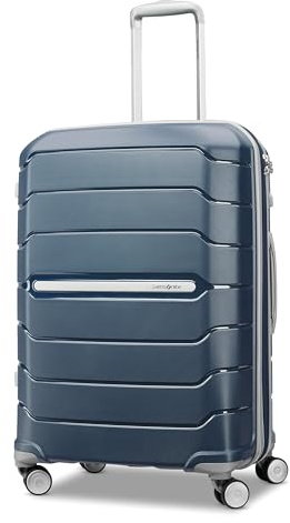 Samsonite Freeform Hardside Expandable with Double Spinner Wheels, Navy, Checked-Medium 24-Inch, Freeform hardside Expandable with Double Spinner reels