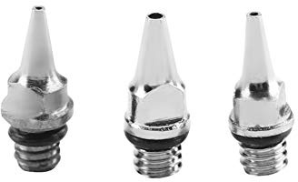 Juego de 3 Boquillas de Repuesto para Aerógrafo 0.2mm 0.3mm 0.5mm, Accesorios de Acero Inoxidable, Compatible con Aerógrafos, Incluye Contenedores de Almacenamiento