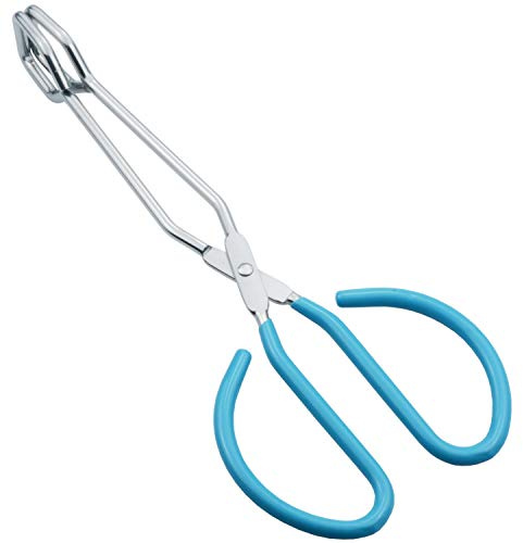 HINMAY Kitchen Scissor Tongs 10-Inch with Comfort-Grip Handle Heavy Duty Stainless Steel Scissor Cooking Tongs