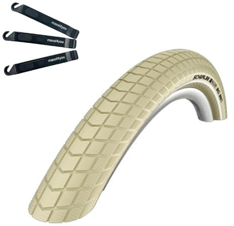 Angebot-Set / 1 x Schwalbe Big Ben Fahrradreifen K-Guard Creme mit Reflex 50-622 (28 x 2,00) inkl. maxxi4you Reifenheber