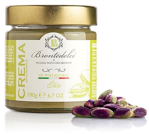 Brontedolci Crema Spalmabile di Pistacchio ELITE Streichfähige Pistaziencreme 190g in Glas aus Sizilien mit 40,5% Pistazie