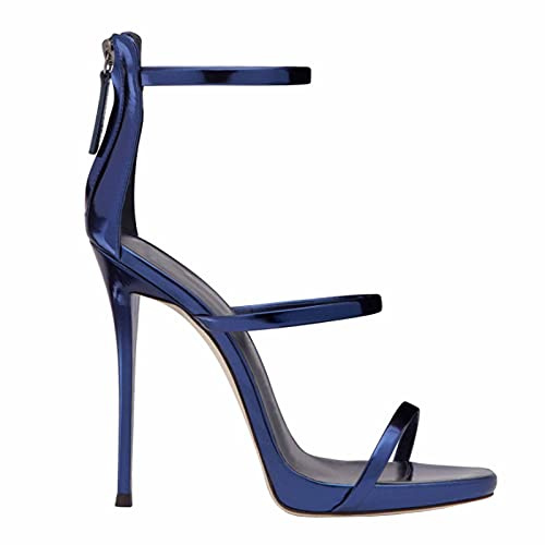 MUYEY Sandali con Tacco Alto Donna Scarpe da Ballo con Tacco A Spillo da Donna, Taglia Grande, Unisex, 12 Cm,Blu,38