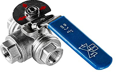 FSA Kugelhahn Edelstahl 316 1/4 2-Teilig 3-Wege