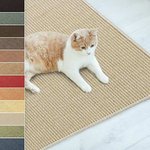 Floordirekt | Tapis Griffoir | Tapis à Chat en Sisal Naturel | 50 x 100 | Grattoir Anti-dérapant | Ideal pour Protèger Vos Meubles, Les Canapés et Le Sol | Ivoire