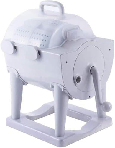 YINO Manual Portable Turbo Washing Machine Spin Dryer, Hand Cranked Turbine Washer Non-electric Travel Laundry Washer Spin Dryer Combo for Camping Apartments Dorms RV Business Trip, White, (123)