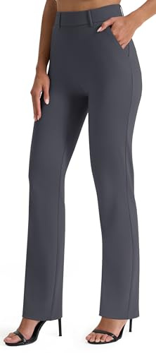 AFITNE Womens Straight Leg Work Trousers with Pockets 31 Grey M