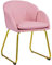 Yaheetech Fauteuil de Chambre à Coucher Salon Rembourré Haut Moderne Ergonomique en Similicuir avec Dossier Circulaire, Accoudoirs, Pieds en Métal, Charge 136 kg Rose Clair