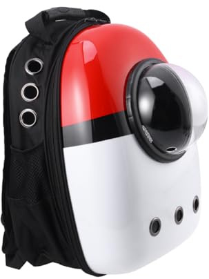 Beavorty Mochila para Mascotas Roja de PVC con 9 Agujeros, Transpirable y Segura para Perros y Gatos en Viajes
