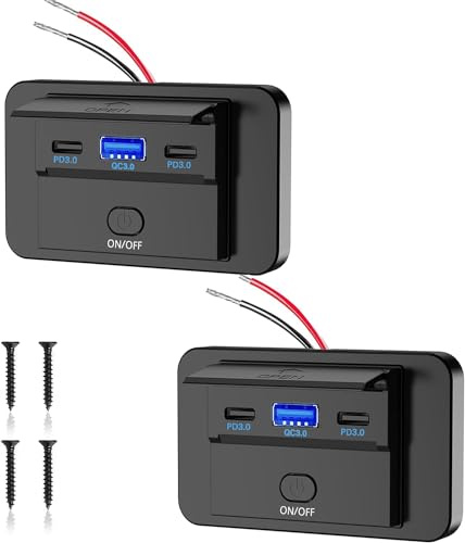 Thlevel USB-uttag billaddarpanel dubbel 30 W PD typ C och 18 W QC3.0 snabbladdning eluttag för 12 V 24 V båtar och marin motorcykel lastbil