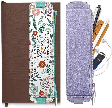 CaseBot 2 Stück Federmäppchen, PU Material Federtasche mit Elastisch Band, Schreibwaren-Reißverschlusstasche für Tagebuch, Notizbuch, Schulbedarf, Tablets