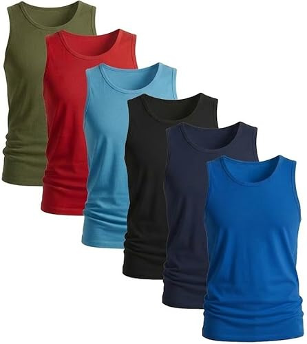 HAJRA® 3 Pack Men's Cotton Vests Tank Tops Sleeveless Undershirts Plain, Breathable, Slim Fit Summer Everyday Workout Comfort Athletic Wear Top Vest Shirts