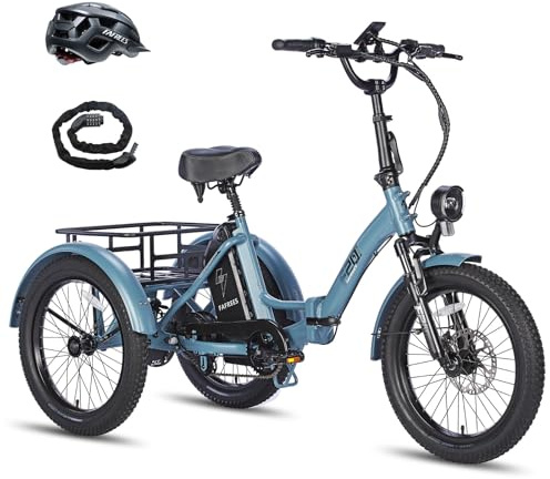 Fafrees F20 Mate Triciclo Elettrico a 3 Ruote, Bici Elettrica Pieghevole, 48V 18,2Ah, Autonomia 70 km, Pneumatici Fat 20x3,0 (Blu)
